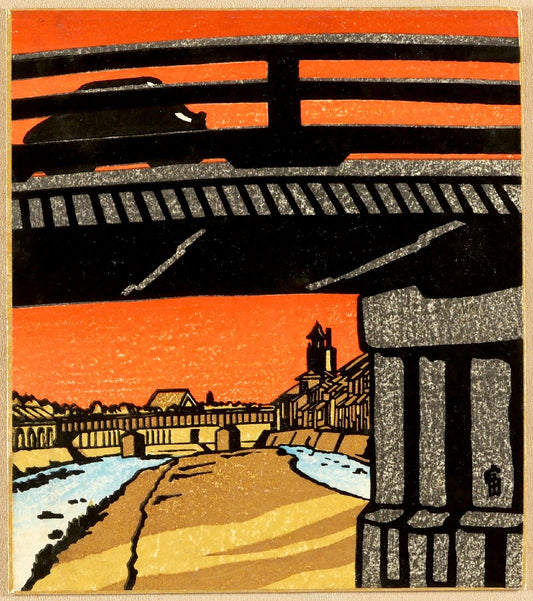 Sanjo Bridge in Sunset Glow - Tomikichiro Tokuriki (1902-1999)