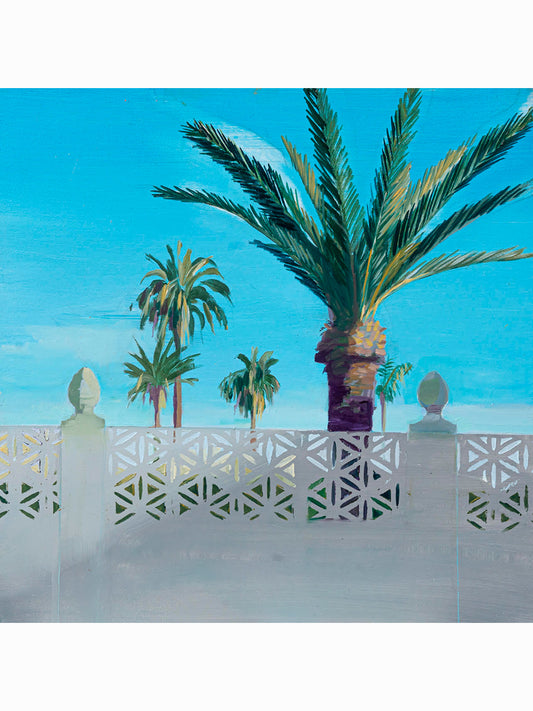Valla y palmeras (2024) - Carmen Montero [40x42 cm]